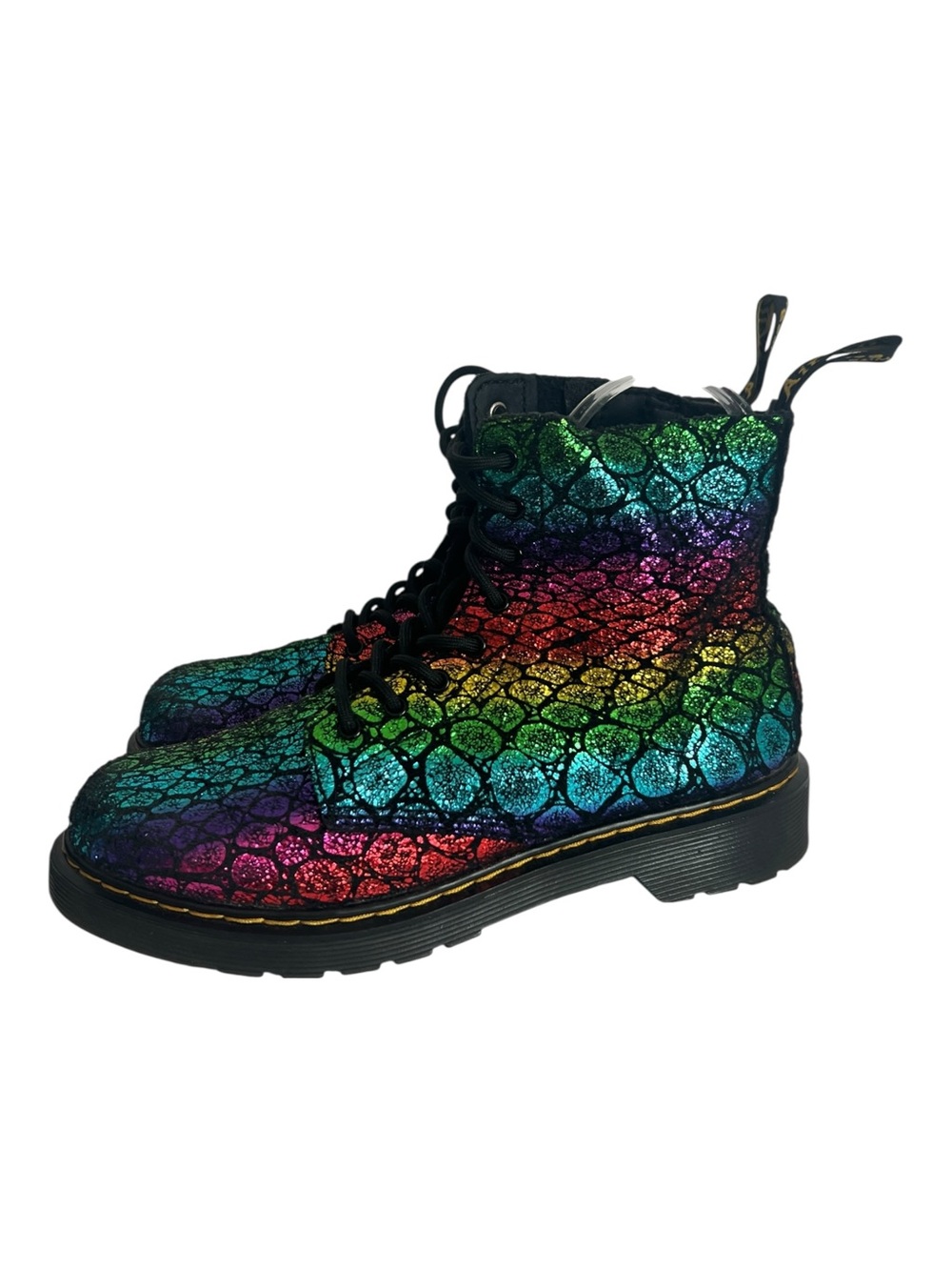 Dr Martens 1460 Pascaly Black + Rainbow Spot Metallic Suede Size 6 - Picture 3 of 13